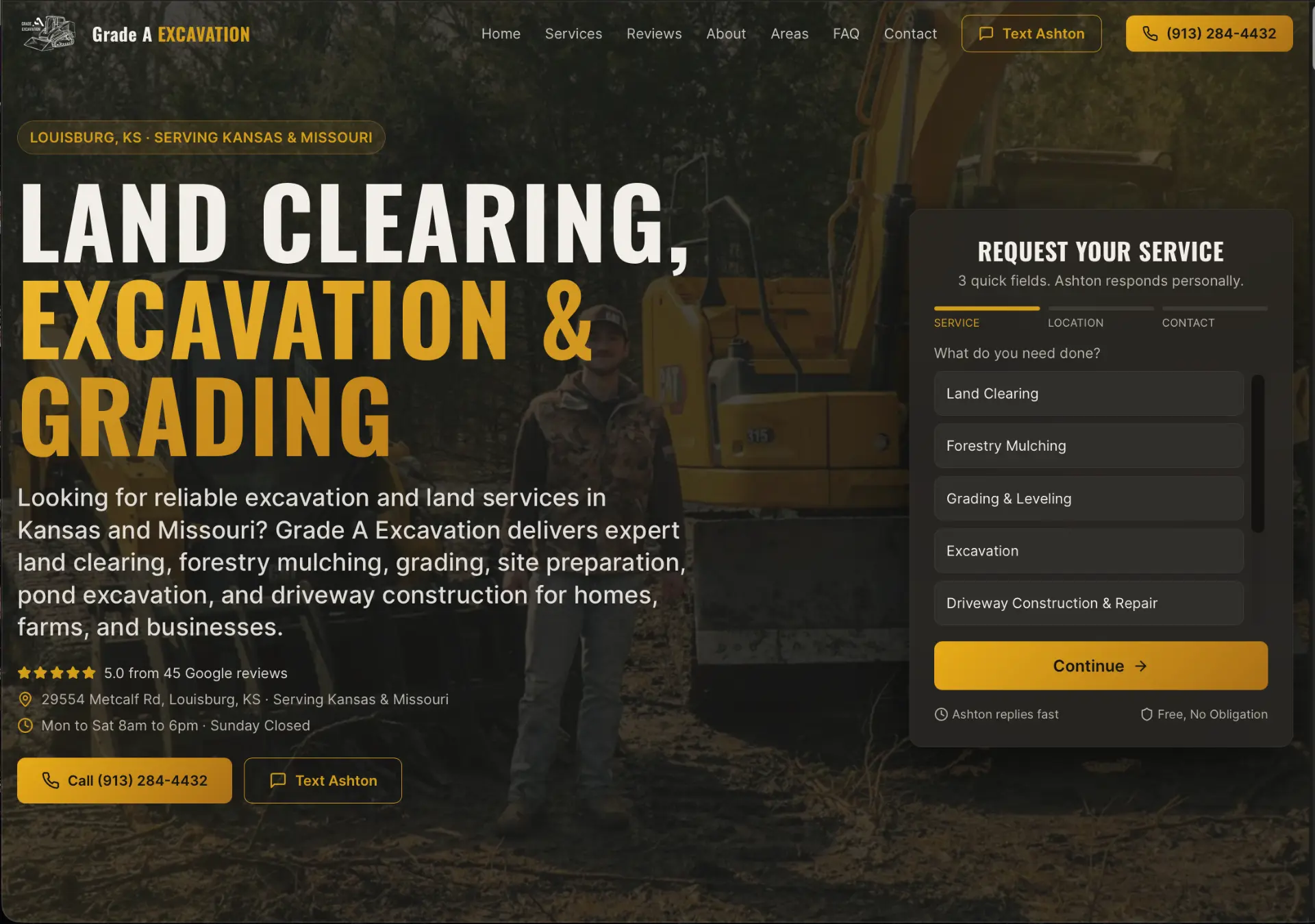 Grade A Excavation website designed by Wood Digital